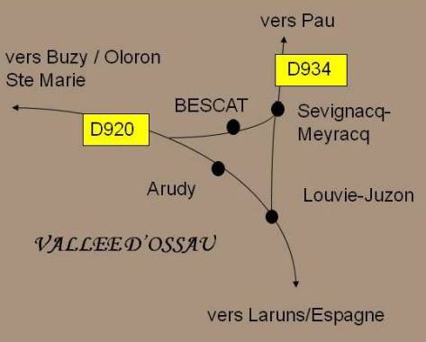 plan d'acces valle d'ossau