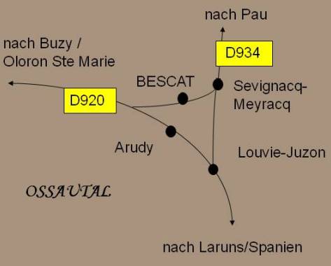 plan d'acces valle d'ossau